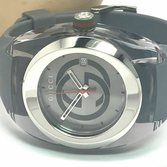 GUCCI SYNC YA137109 Men's Watch Gray Rubber Band - Picture 7 of 8